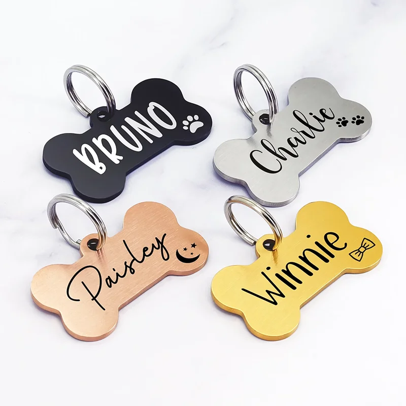 Personalised Puppy Dog Name Tag Stainless Steel Silencer Sublimation