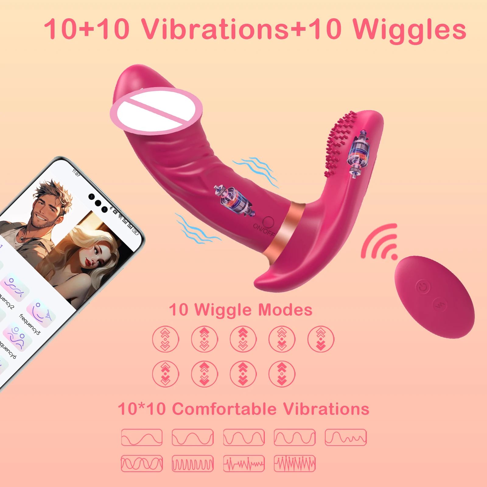 Adult Sex Toy Female Vibrating Interchangeable G Spot Clitoris VIbrator, APP Remote Control Dildo Vibrator Sex Toys for Woman Adult Sex Toy Female Vibrating Interchangeable G Spot Clitoris VIbrator, APP Remote Control Dildo Vibrator Sex Toys for Woman