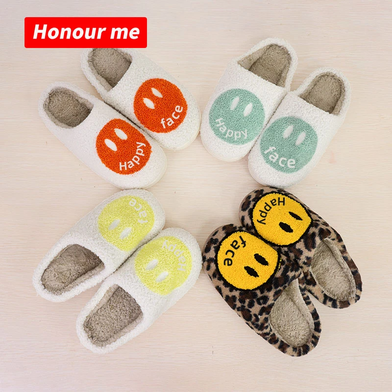 Hot Sell Home Smile Slides Slippers New Style Fur Slides Faux Fur Smile  Happy Face Slippers Women Shoes Plush Slippers Custom - China Walking Style  Shoe and Casual Shoes price