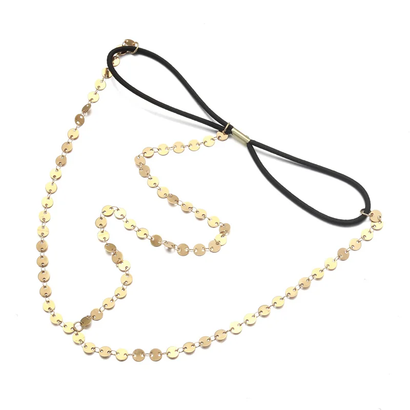 China Hair Accessories Jewelry Manufacturers Stainless Steel Gold Coin Charm Headbands For Women Girl 