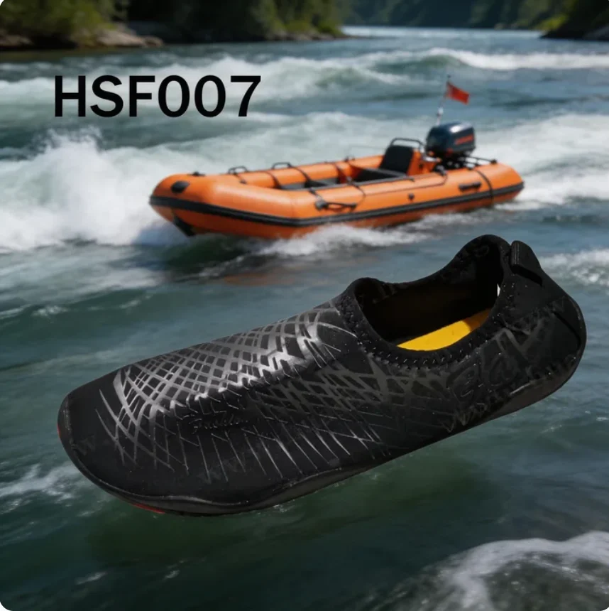 HY,Water Rescue Quick-drying Fabric Men Black Diving Shoes Factory Price Beach Snorkeling Summer Swimming Shoes for Sale HSF007