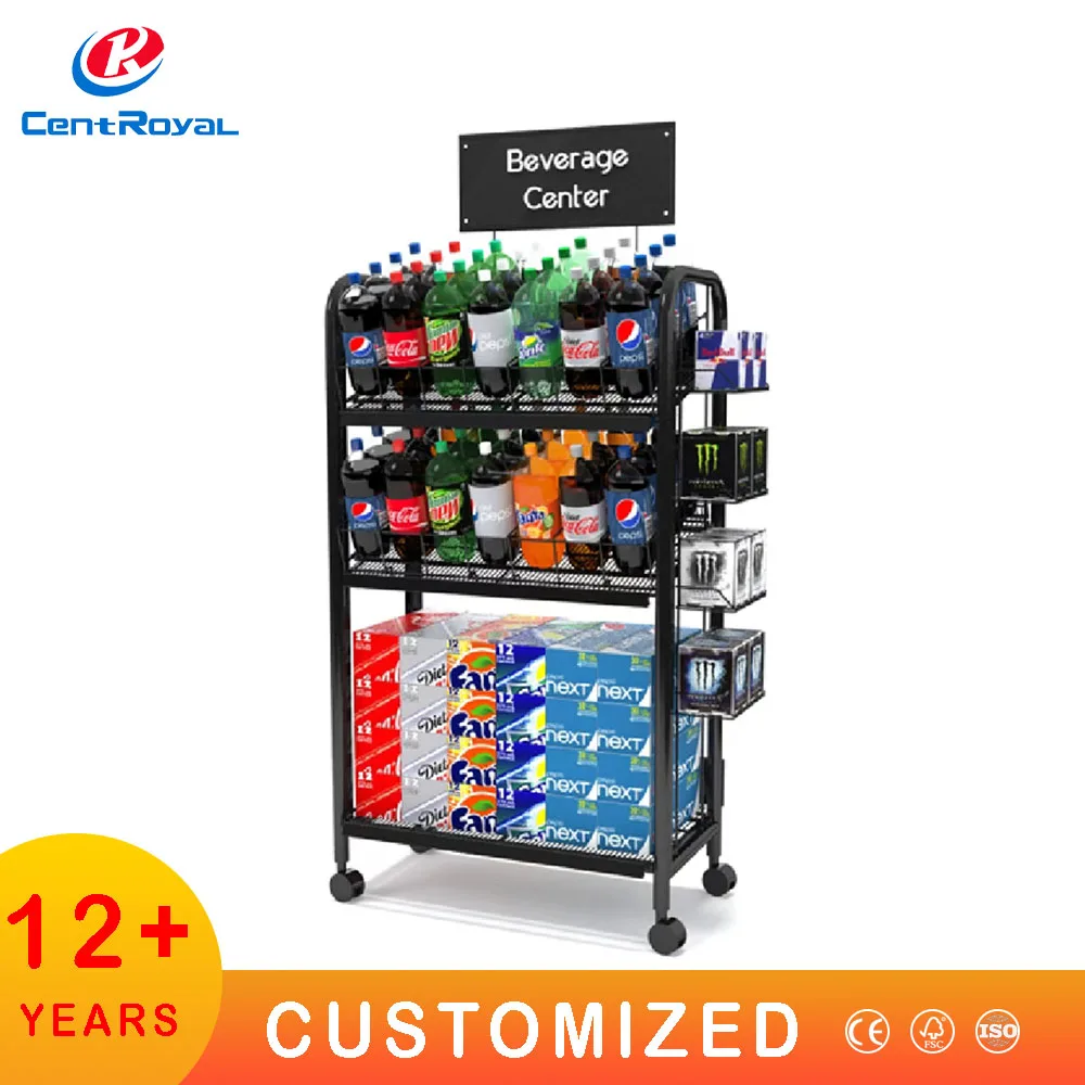 Custom Supermarket Soft Drink Display Stand Storage Rack Energy Drink