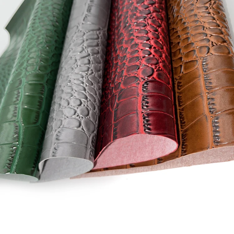 Two Colors Customized Embossed Crocodile PVC Synthetic Faux  Leather Water Resistant for Bags