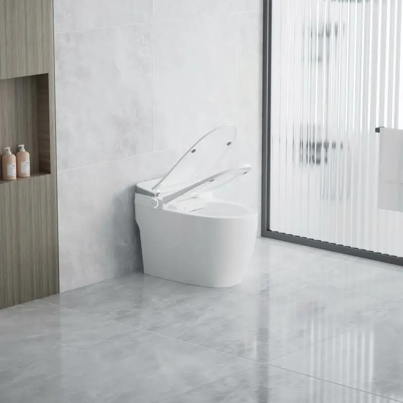LED Display Screen Intelingent Bidet Heated Seat Foot Induction Flush Remote Control Smart Toilet
