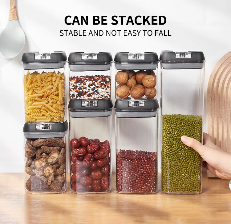 7 Piece Premium Stackable Pantry Organizer Organization Cereal Airtight ...