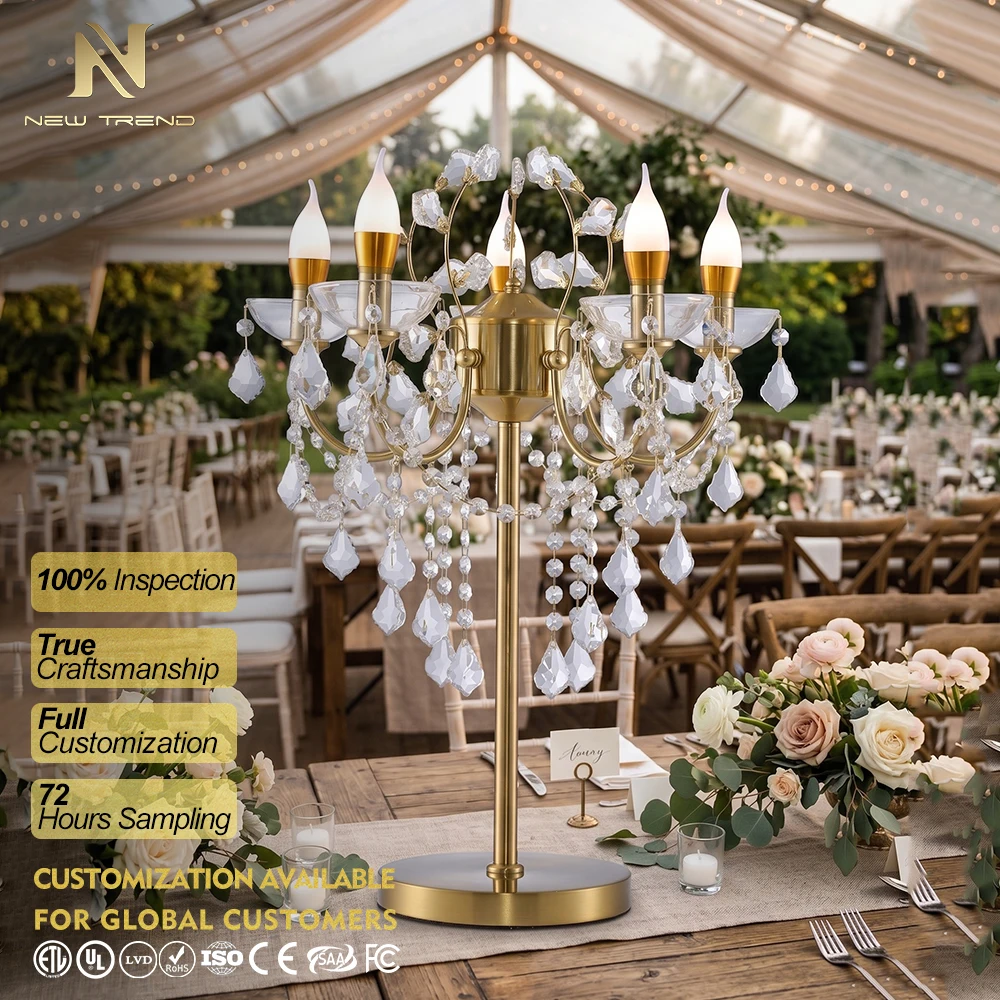 cpl-503 Luxury Cordless Crystal Table Lamp – Touch Dimmable Rechargeable LED Centerpiece for Grand Banquet Hall