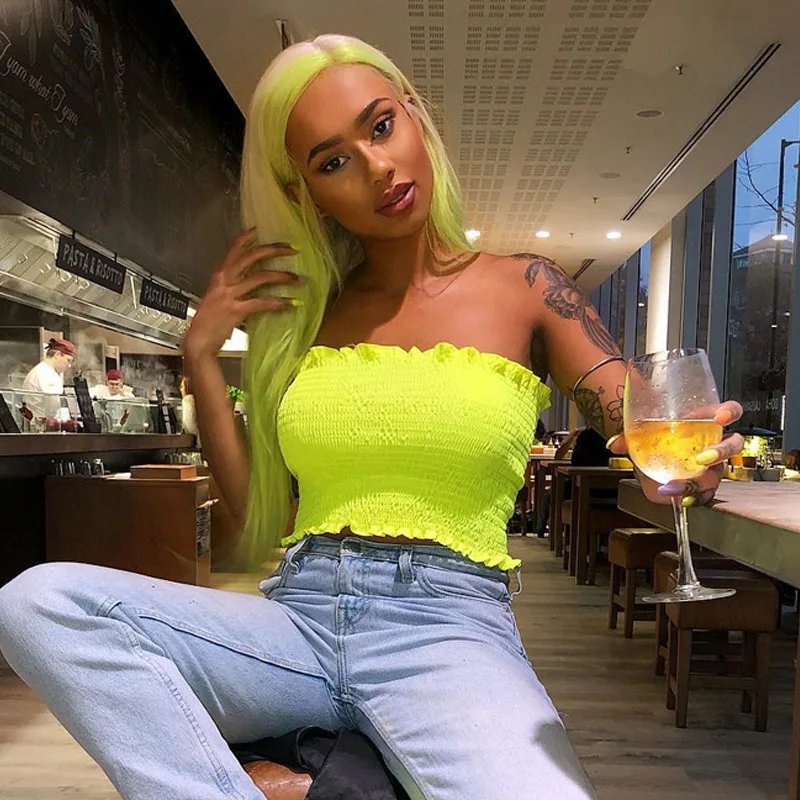 neon yellow tube top