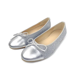 Custom  Golden Bow Round Head  Designer Shoes Sandals for Women and Ladies Flat Shoes  Luxury Elegant Femmes Fashion