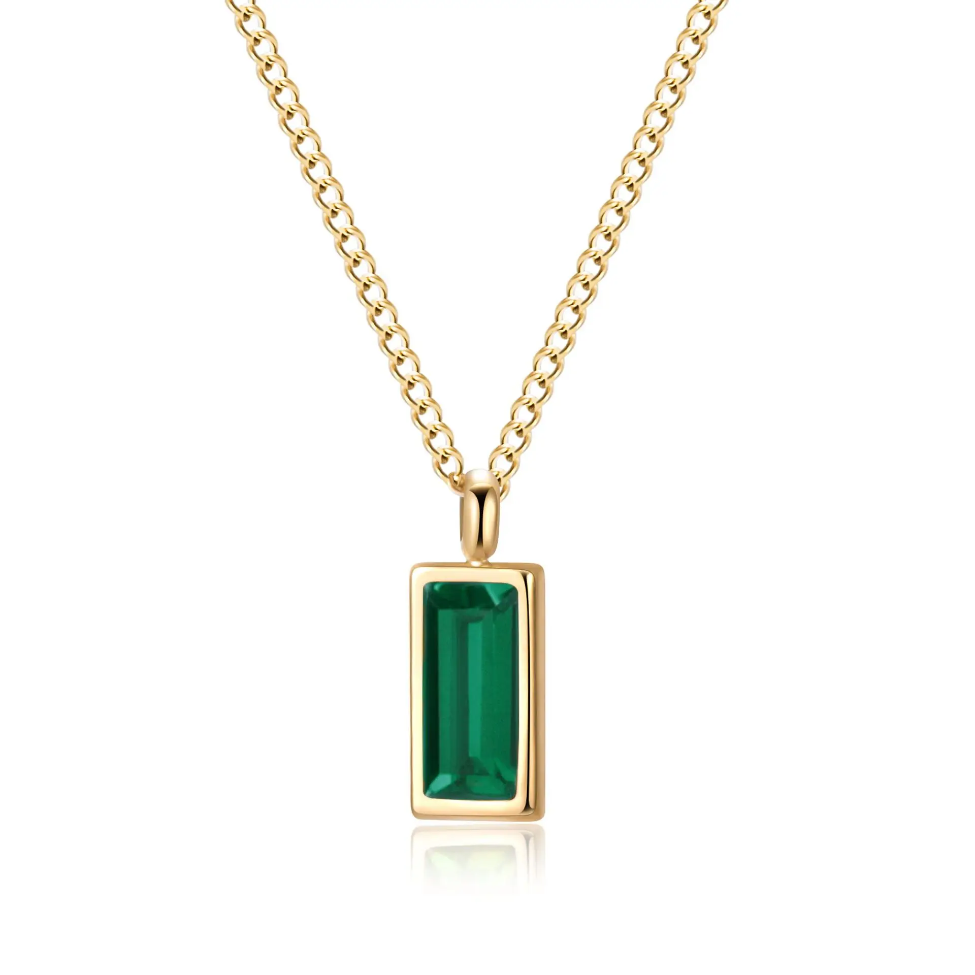 Korean Fashion 14k Gold Emerald Zircon 