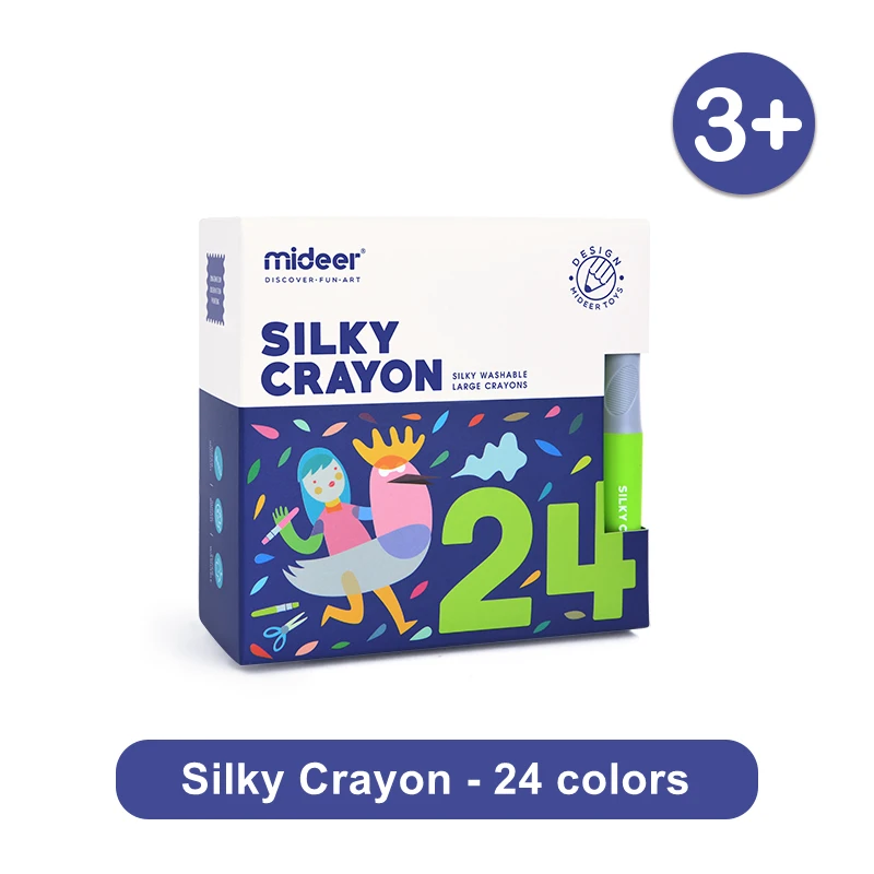 Mideer Silky Crayons Washable, Non-toxic 6, 12 and 24 Colors Kids 3+