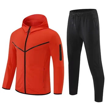 Running training Fitness custom Logo Men's Tracksuit 2 Pieces Hooded jacket jogger Sport Casual gym jacket set