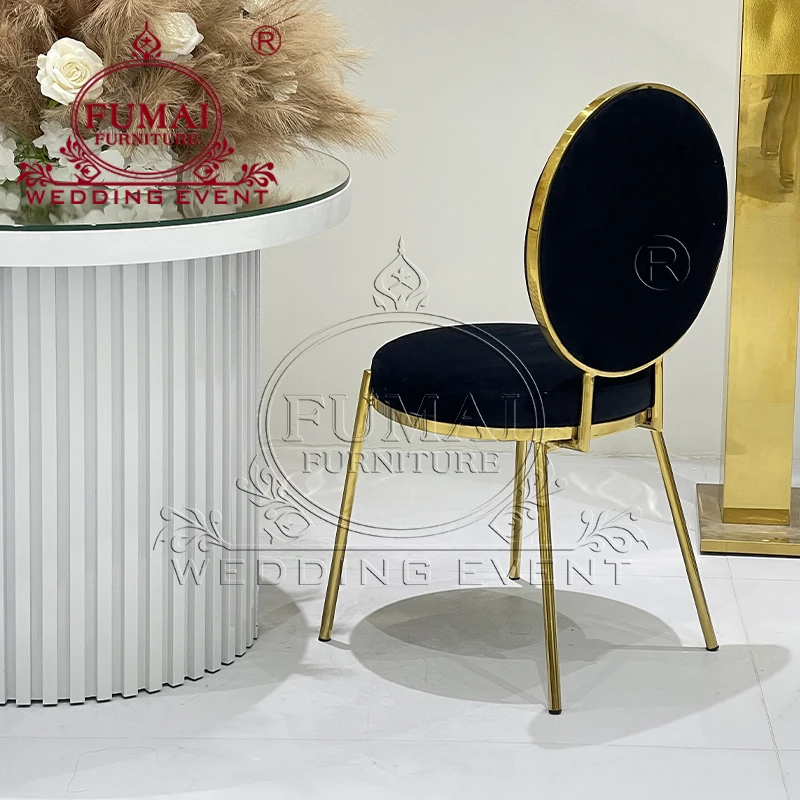 Titanium Stainless Steel Frame Round Back Unique Wedding Chair for Weddings