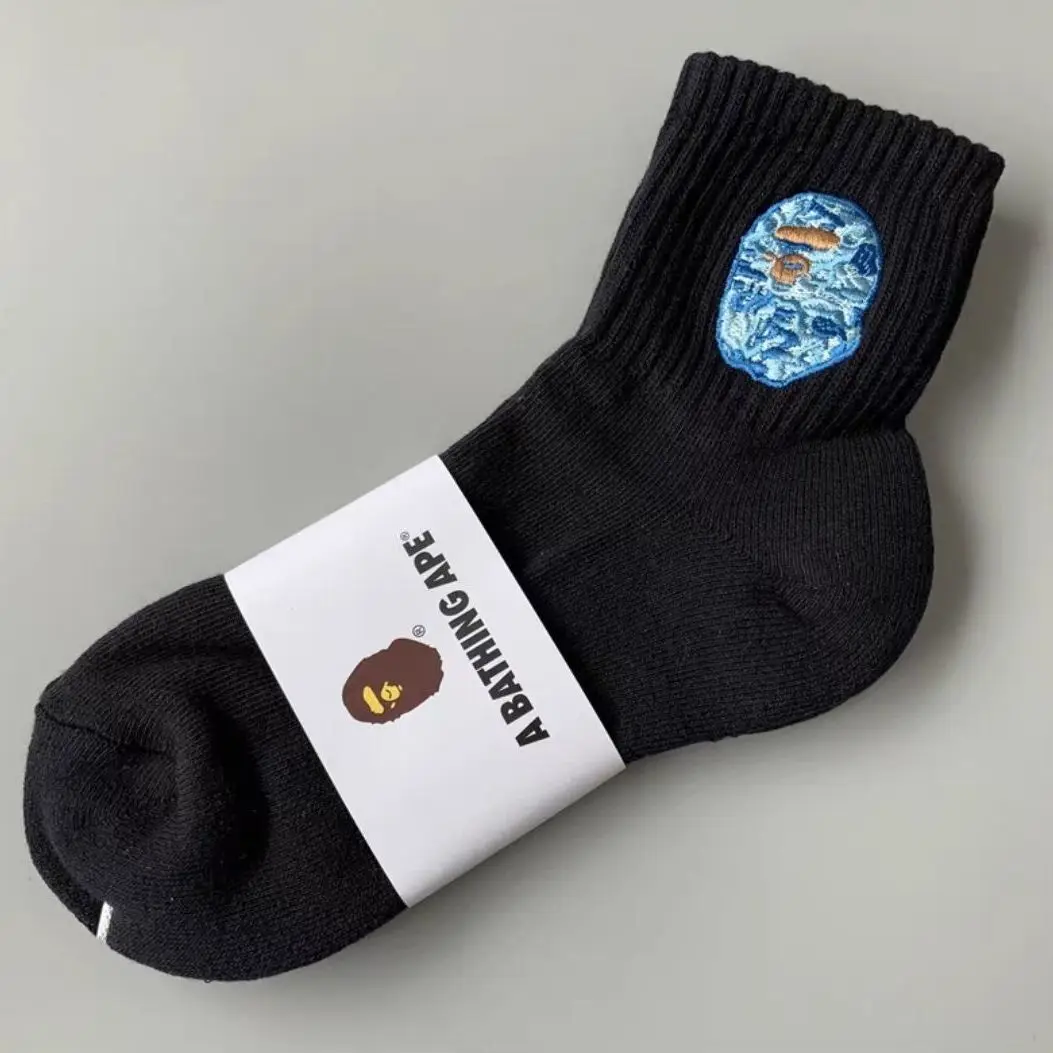 Custom Designer Embroidery Logo Fashion Sport Cotton Crew Bape Socks ...