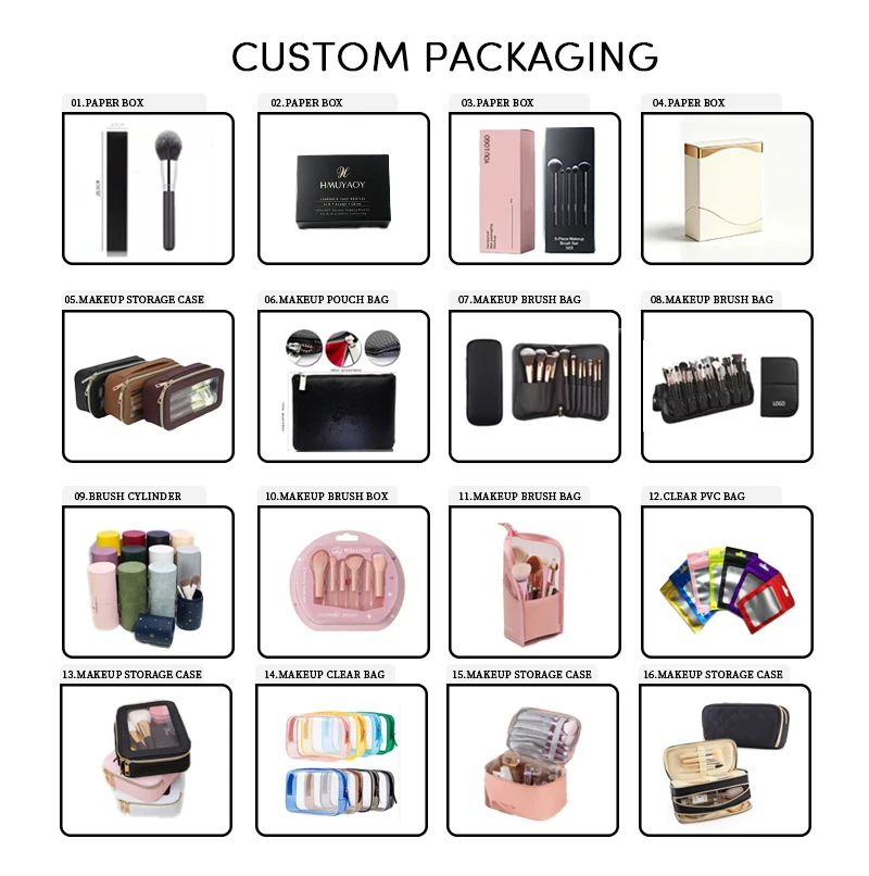 Private Label 9pcs Portable Mini Cosmetic Wooden Handle Makeup Brush Set with Pu Bag