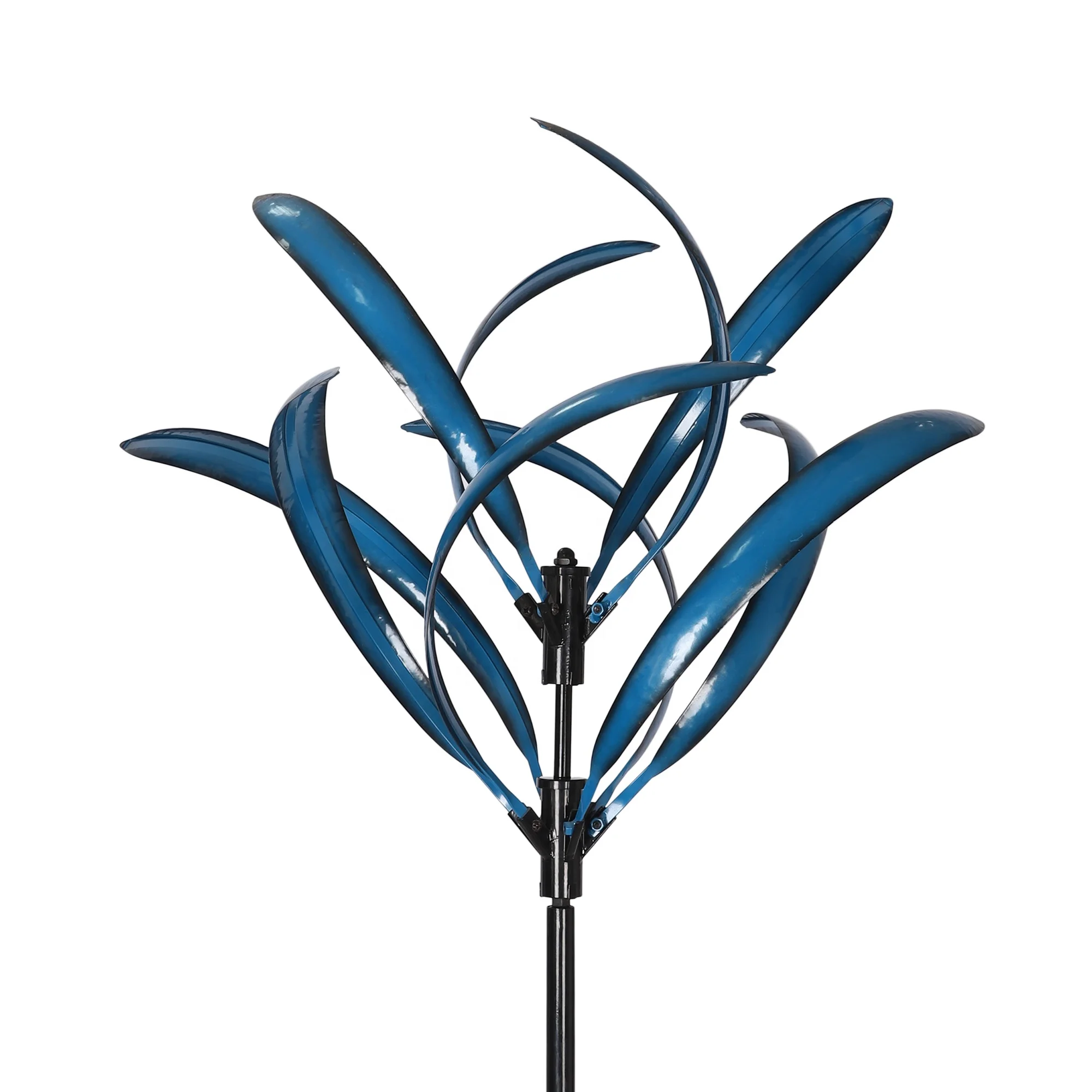 Wind Spinner Manufacturer Garden Ornaments Blue 3D Metal Windmill Garden Wind Spinners