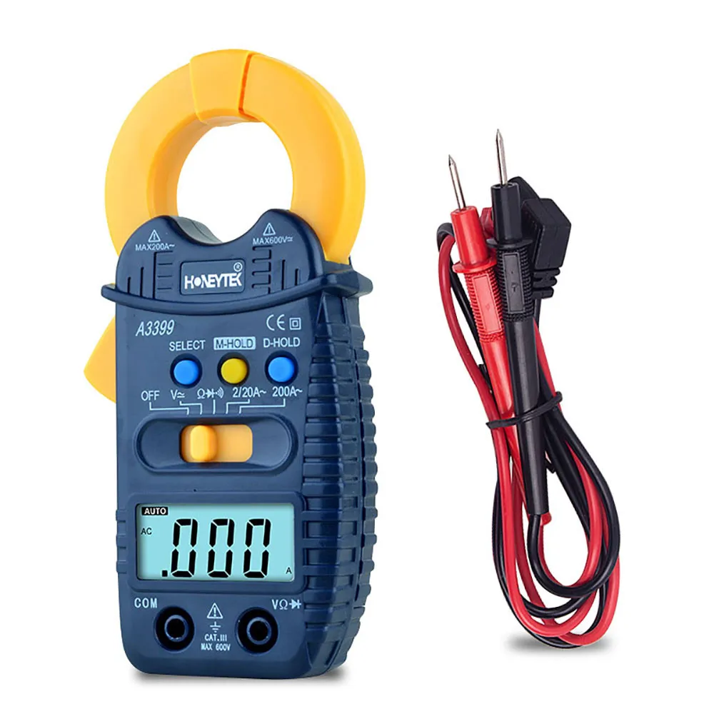 Multimeter Handheld Voltage Screen Frequency Digital Clamp Meter Multifunctional Temperature for Office for Home for Electrician 