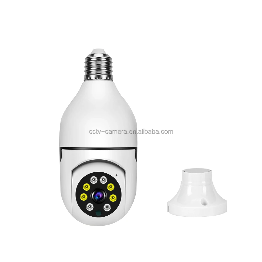 Two-Way Audio AI Human Detection Message Alarm Push 360 Degree Free Rotation Security Bulb Wifi IP Camera V380 Pro Mobile App