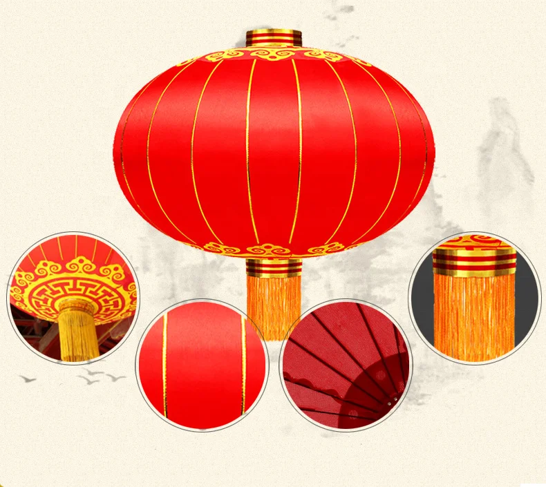 Traditional Chinese Hanging Lanterns, Decorative Red Silk