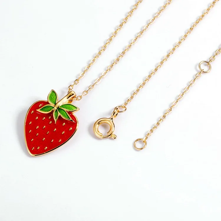 New Fashion Waterproof Stainless Steel Chain Spliced Strawberry Pendant  Necklace for Women Gold Plated Collar Jewelry Gift - AliExpress