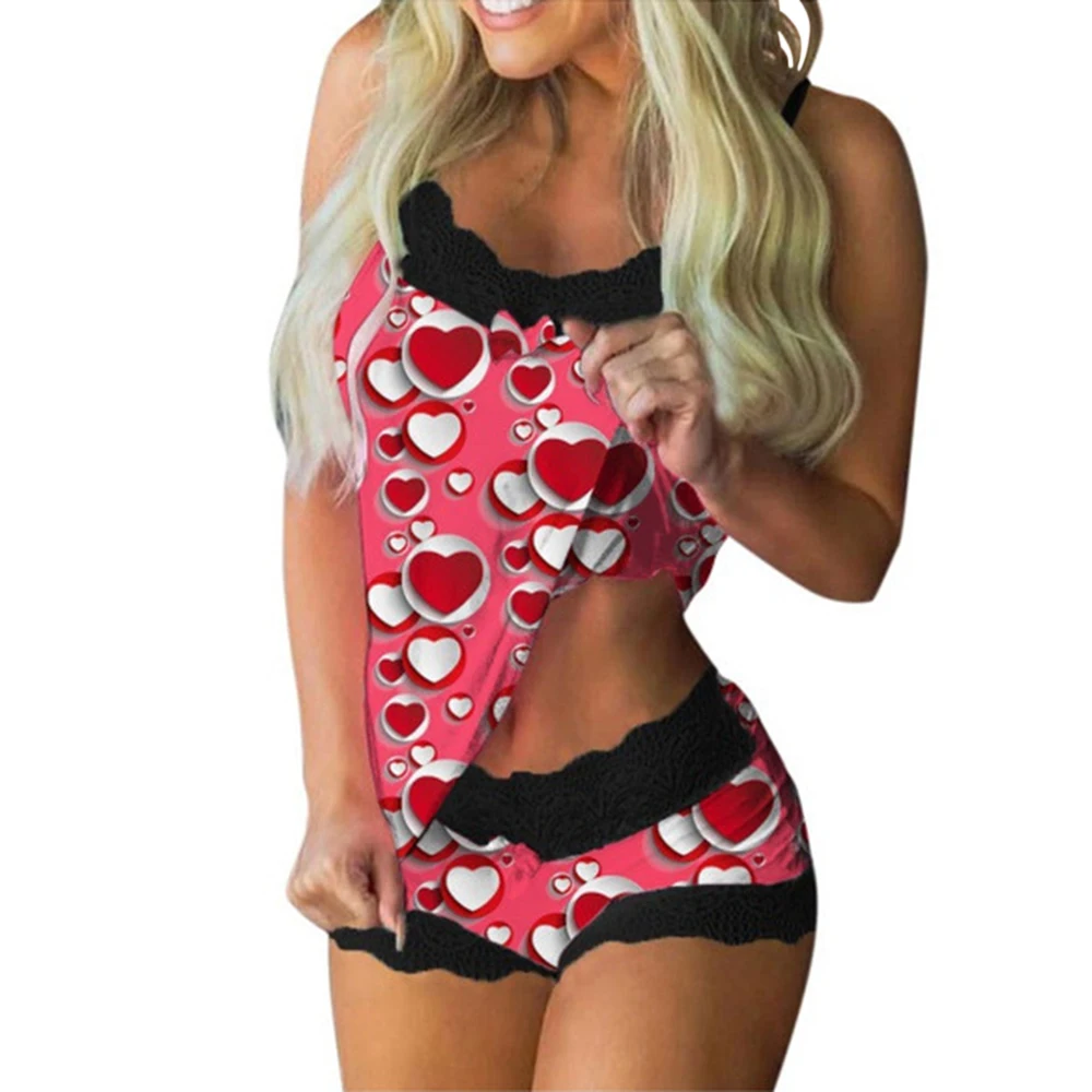Fashion Plus Size Lingerie Sets Printed Lace Lingerie Women Sexy Pamas For Women Set_voghion.com