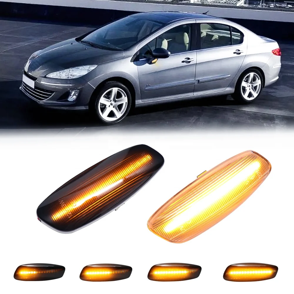 6 Options LED Sequential Side Marker signal Lights for Peugeot 308 3008 207 RCZ 5008 Citroen C4 C3 C5 DS3 Blinker Indicator Lamp