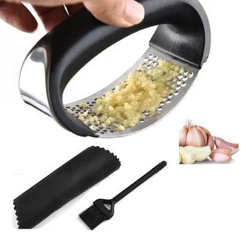 Wholesale Garlic Crusher Peeler Set High Quality Garlic Clamp Factory Price Stainless Steel Garlic Press For Kitchen