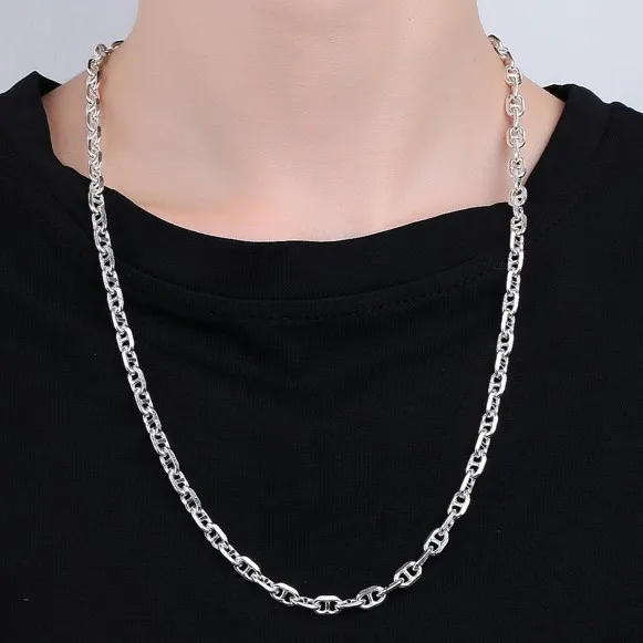 New Arrival Pig Nose Design Hiphop 5.6mm Sterling Silver Chain