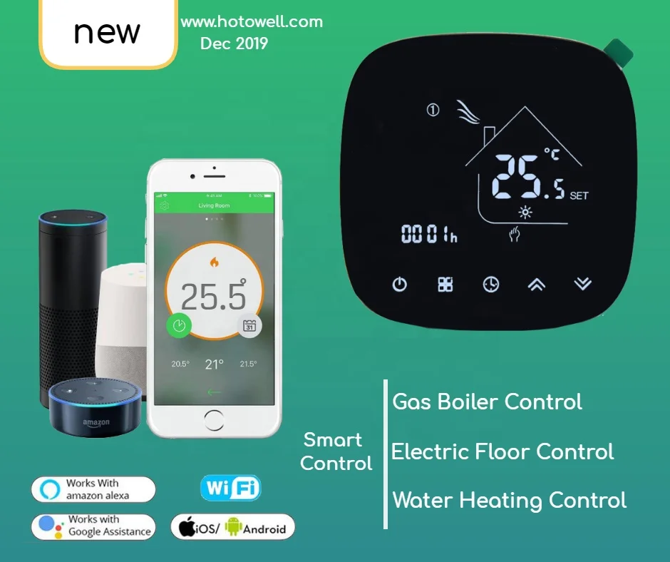 Smart WiFi Central Heating Thermostat Smart Control Black Shell 3A WiFi Thermostat With Dry Contact