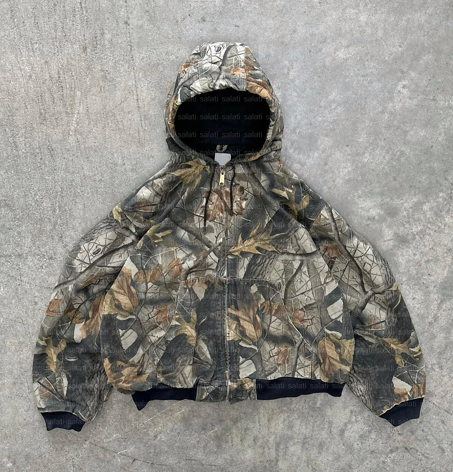 Custom Camouflage Hooded Jacket All Over Print Zipper Sublimation Vintage Real Tree Hunting Outdoor Bomber Camo Jackets for Men gallery 2
