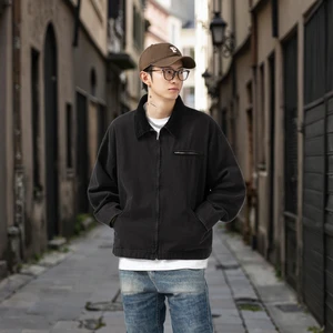 OEM ODM Men's Japanese Vintage Distressed Waxed Detroit Jacket Loose Corduroy Stitching Lapel Winter-Finished Processing