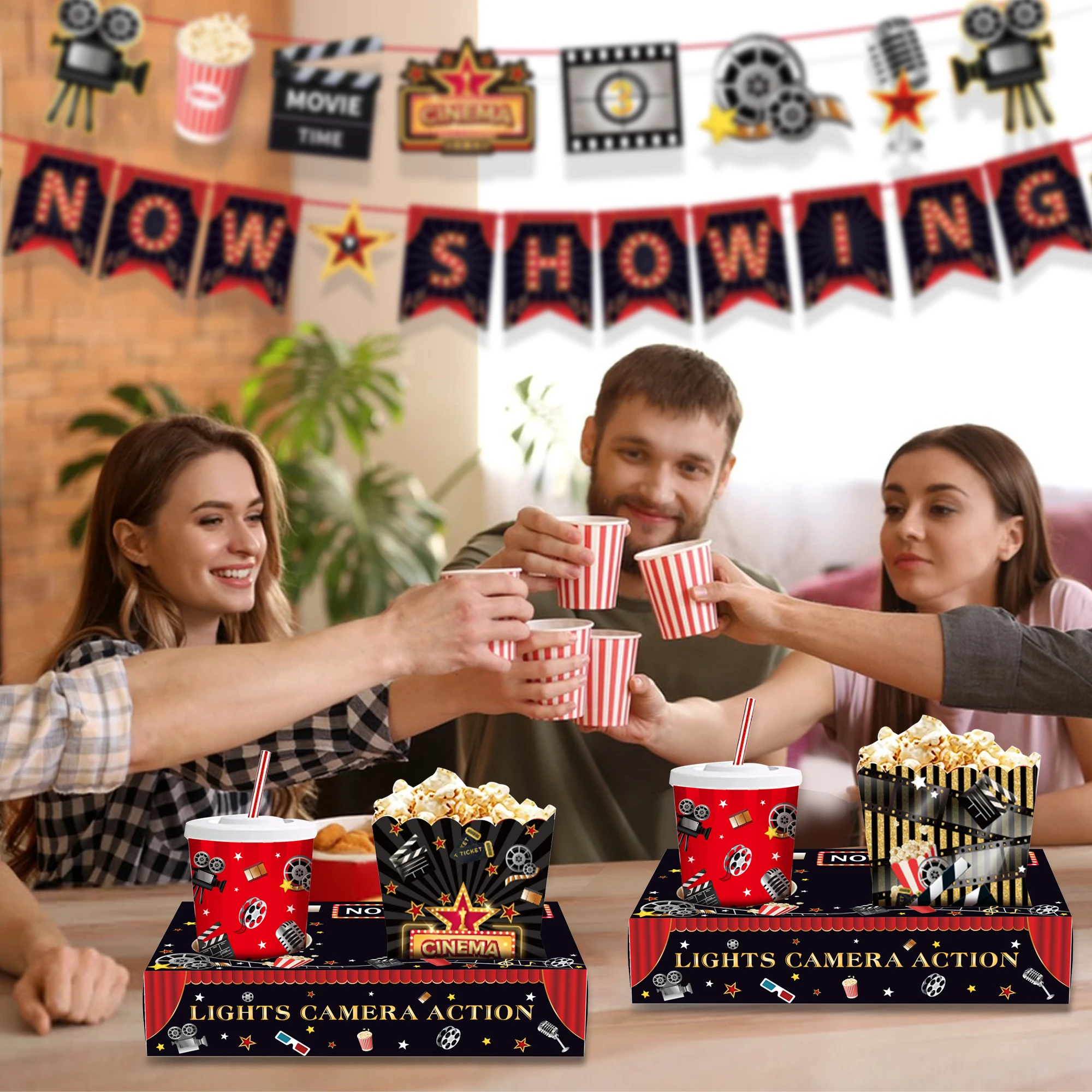 Xenorik Movie Night Party Supplies Tableware - Complete Set For Themed Movie & Film Nights