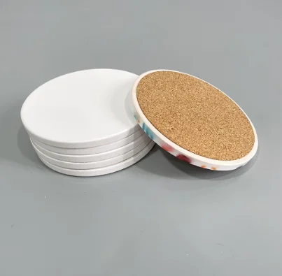 New Style Blank Sublimation Coffee Ceramic Coaster Cork Coaster Round Square Heat Transfer Ceramic Coaster