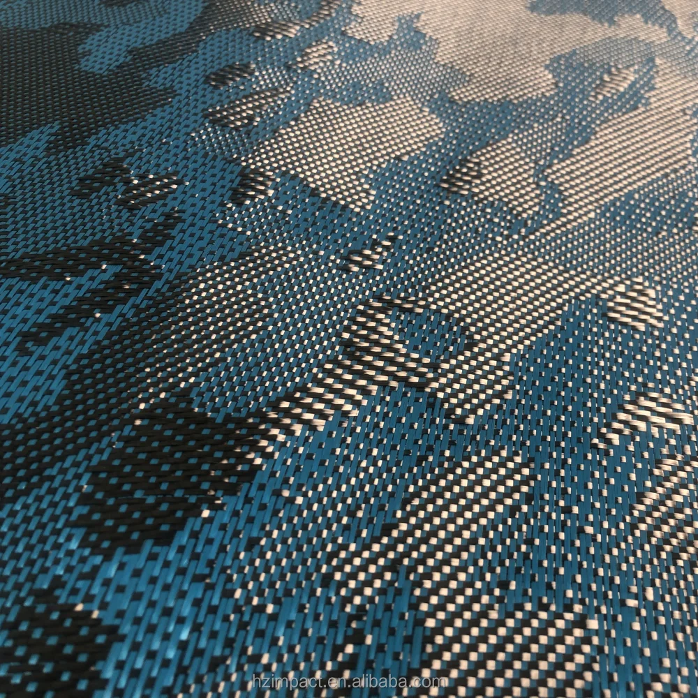 240gsm Cola Blue Jacquard Camouflage Carbon Aramid Hybrid Fabric Roll High Quality Carbon Fiber Material