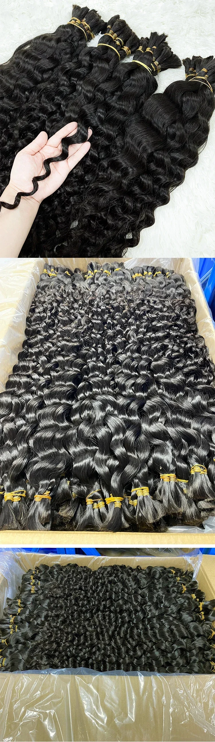 100% Human Hair Bulk Extension Virgin Deep Wave Curly 10a Hair Bulk Weaving For Braiding_voghion.com
