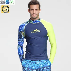 In Stock Digital Print Rash Guard Long Sleeve Swim Shirt UV Protection Quick Dry Breathable Surf Swimwear for Adults