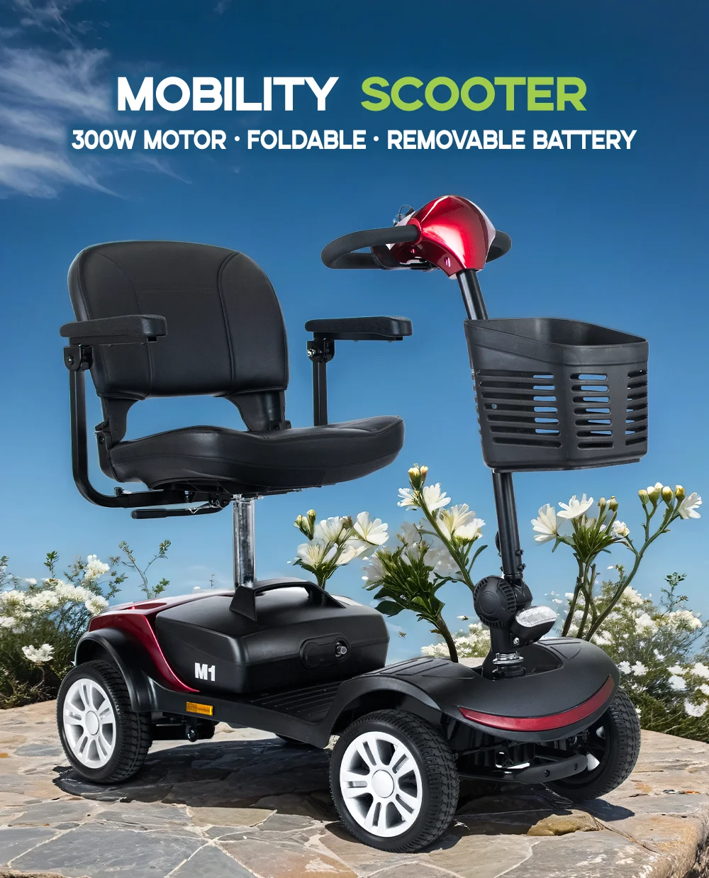 Factory Price 200W-500W mobility scooter elderly mobility scooters electric 4 wheel with 7'' 9'' 10'' 13'' wheels details