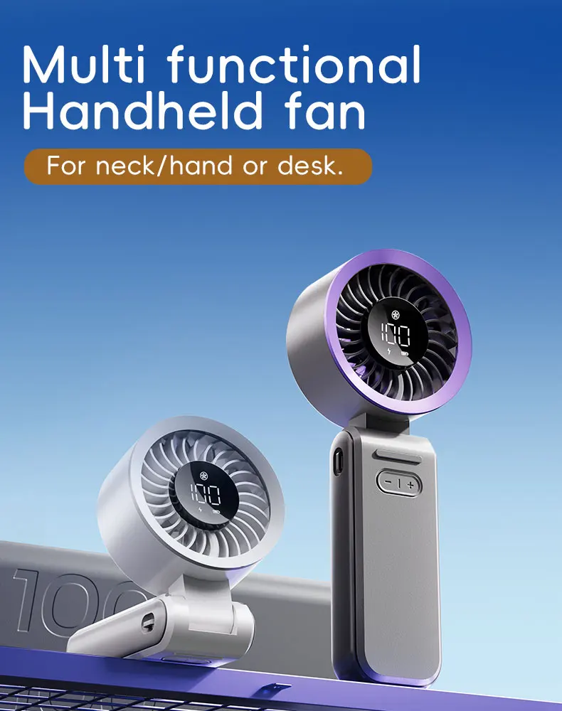 Handheld Neck Fan, Portable, ABS, Brushless, 8h - detail 6