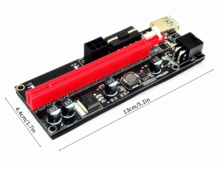 USB 3.0 Cable 4 Solid Capacitors PCIE Riser 1X to 16X Graphics Extension for GPU Mining Powered Riser Adapter Card