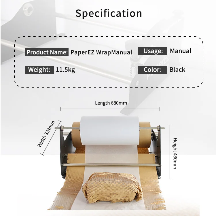 PaperEZ Manual Honeycomb Wrapping Paper Dispenser for Packaging for Grocery and Exhibition Use