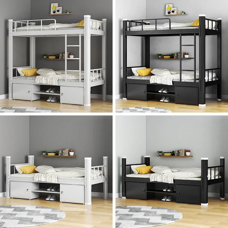 King Size Metal Bunk Bed with Sturdy Double Layer Frame for School and Staff Housing