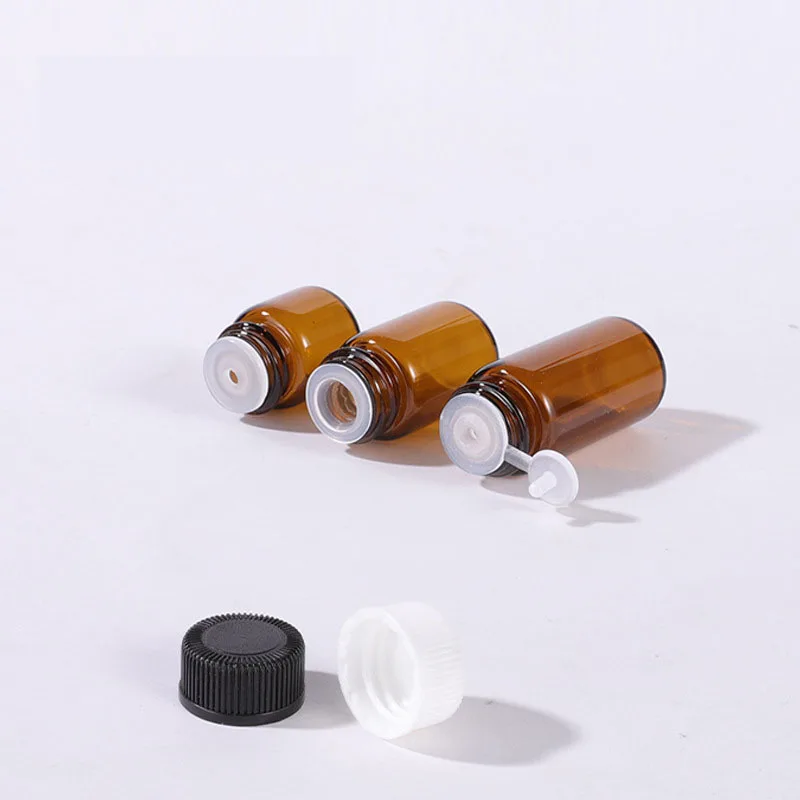 1ml 2ml 3ml 5ml Drams Amber Glass Bottle With Plastic Lid Insert Essential Oil Glass Vials Perfume Sample Test Bottle