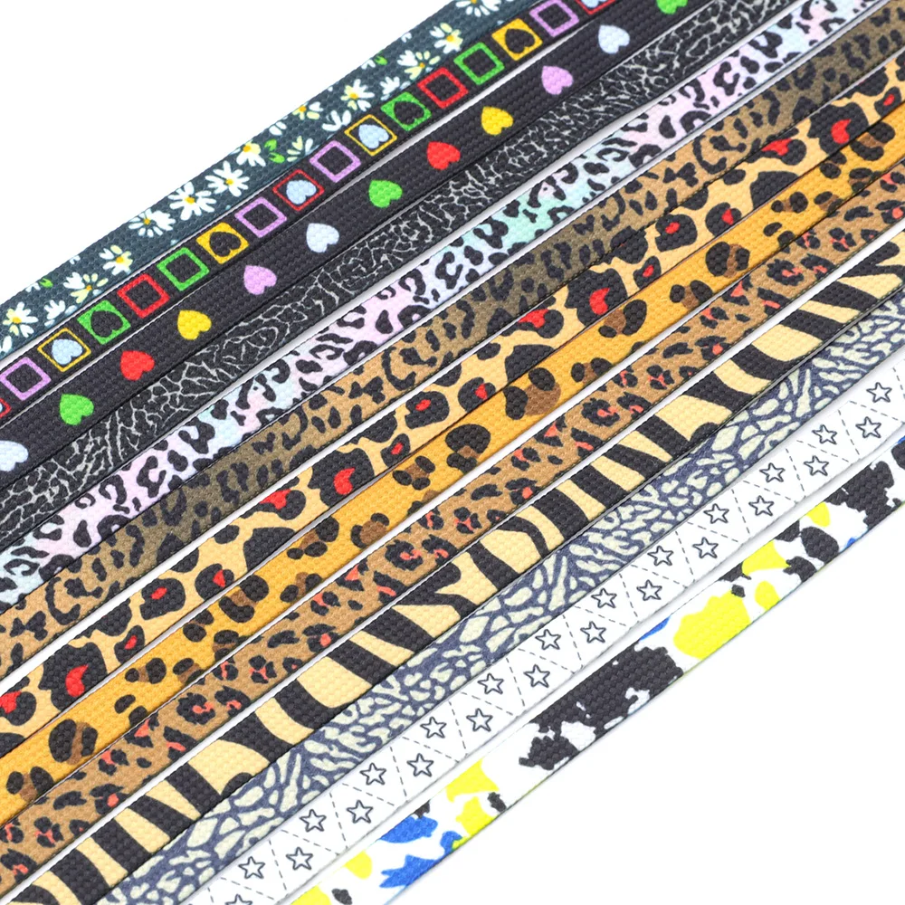 WEGOODZF Custom High Quality Durable Polyester Casual Sneakers Shoes with Flat Print Leopard Animal Pattern Shoelaces
