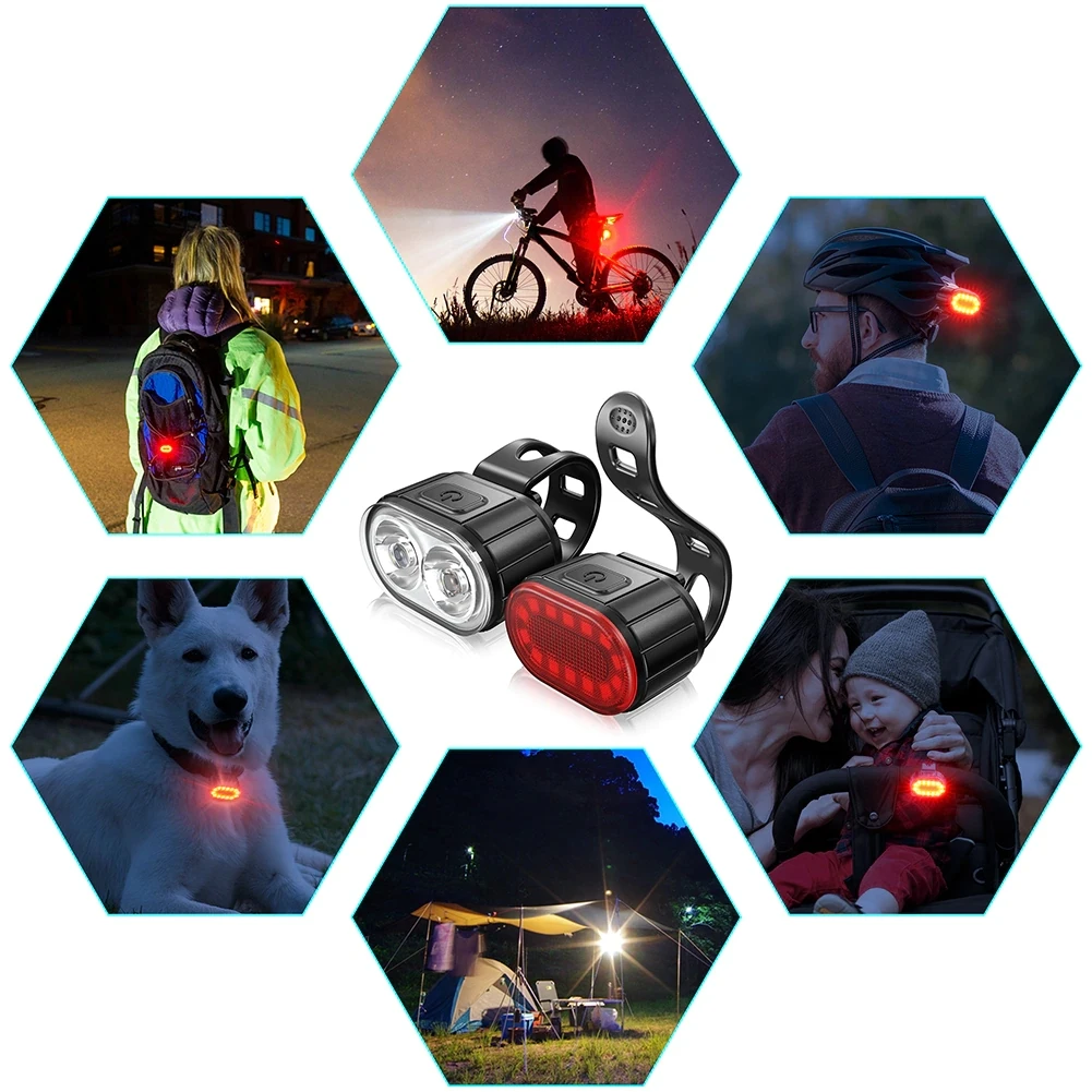 Bike LED Front Rear Lights USB Charger Headlight Cycling Taillight Lantern Electric Bike Kit Lights For Bicycle Bike Accessories details