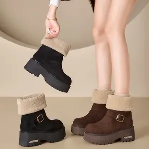 Thick Soled 8CM Women's Snow Boots with Added Fleece for Winter 2026, slip Resistant, Casual, Warm Cotton Shoes