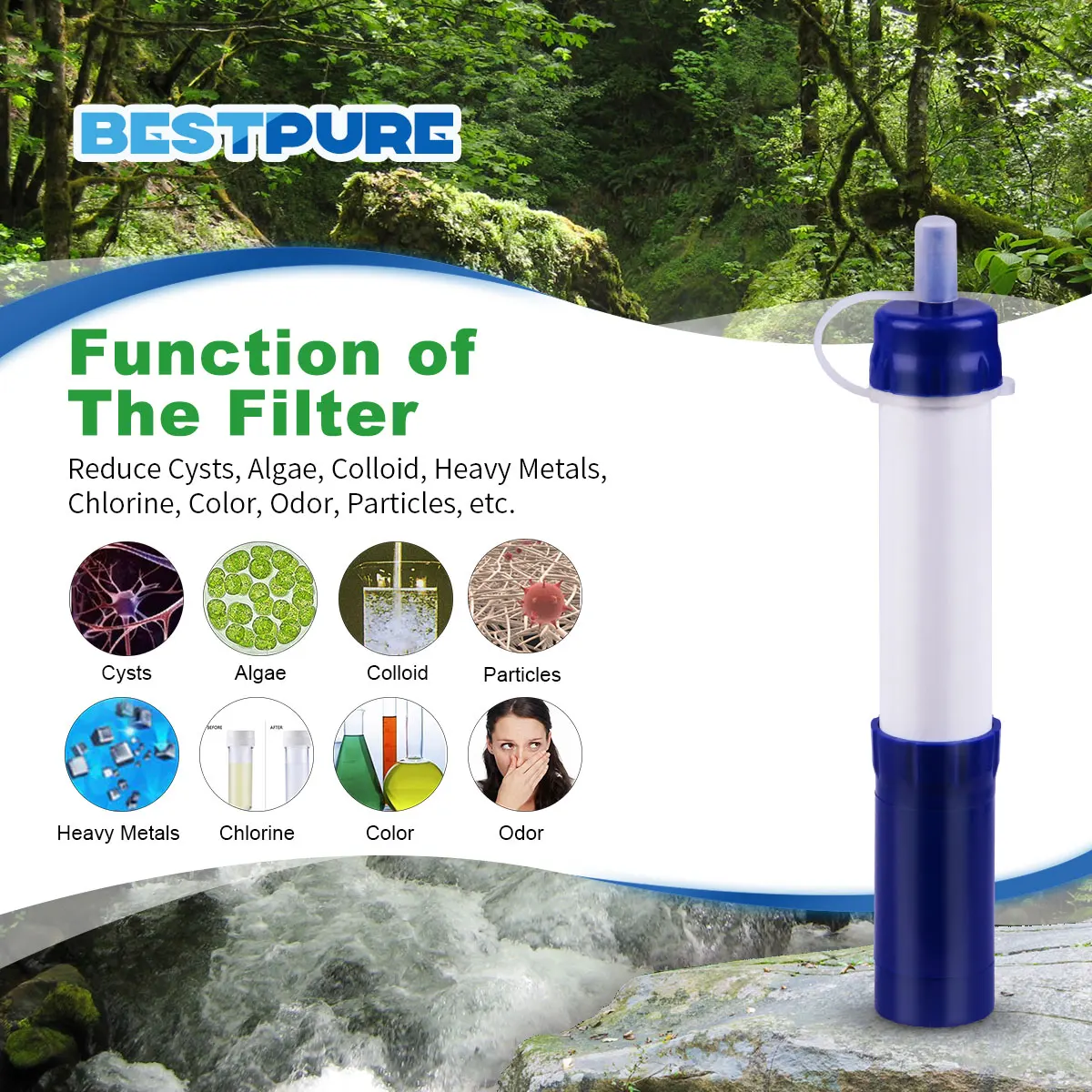 Outdoor Portable Water Filter Straw For Survival And Hiking With Uf And