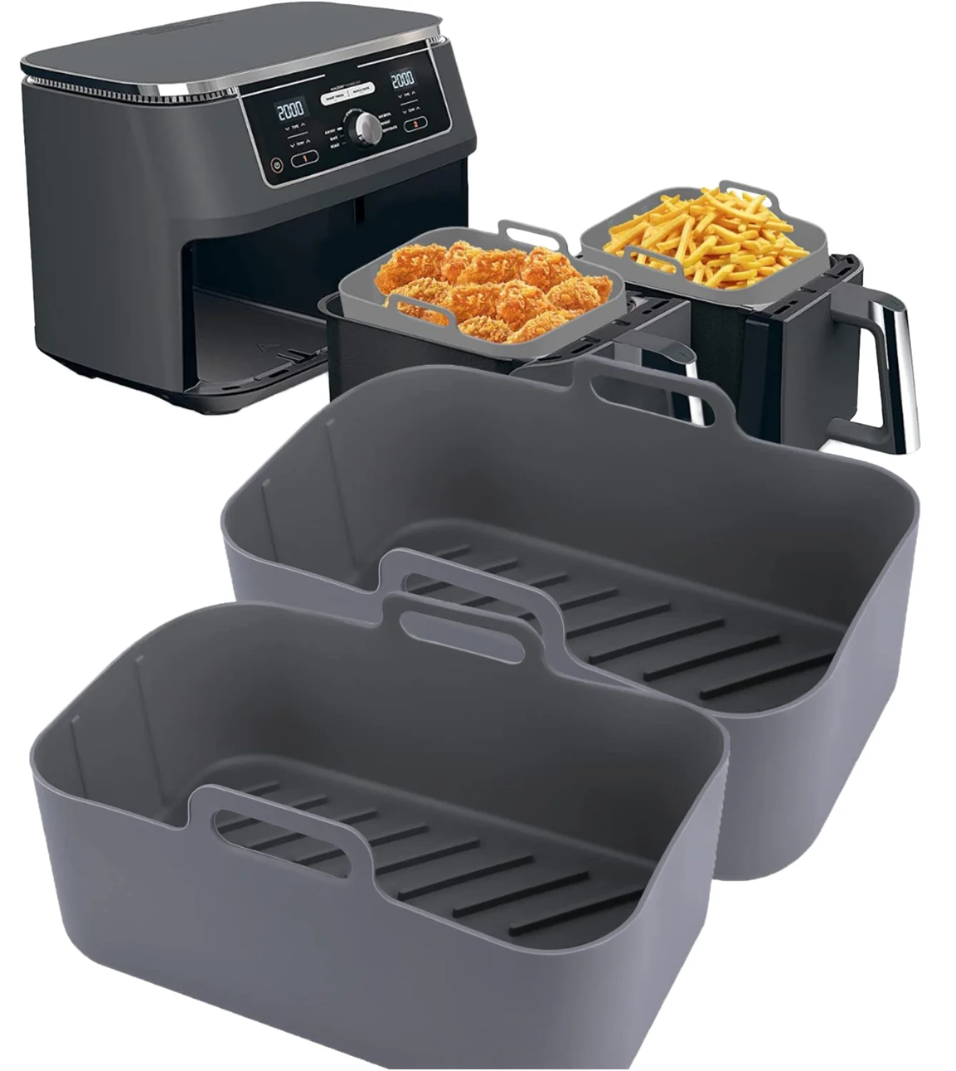 Rectangular Silicone Baking Tray with Handle, Food-grade, Heat-resistant Baking Tool for air Fryer