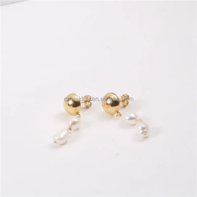 Trendy Stainless Steel Jewelry 18k Gold Plated String Beads Pearl ...