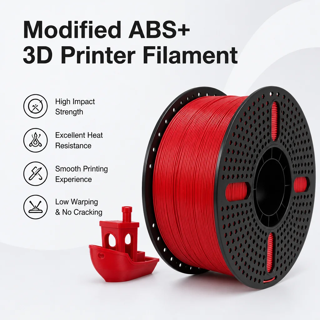 Modified ABS+ Plus Filament 1kg Spool Heat Resistant Smooth Printing for Functional Parts