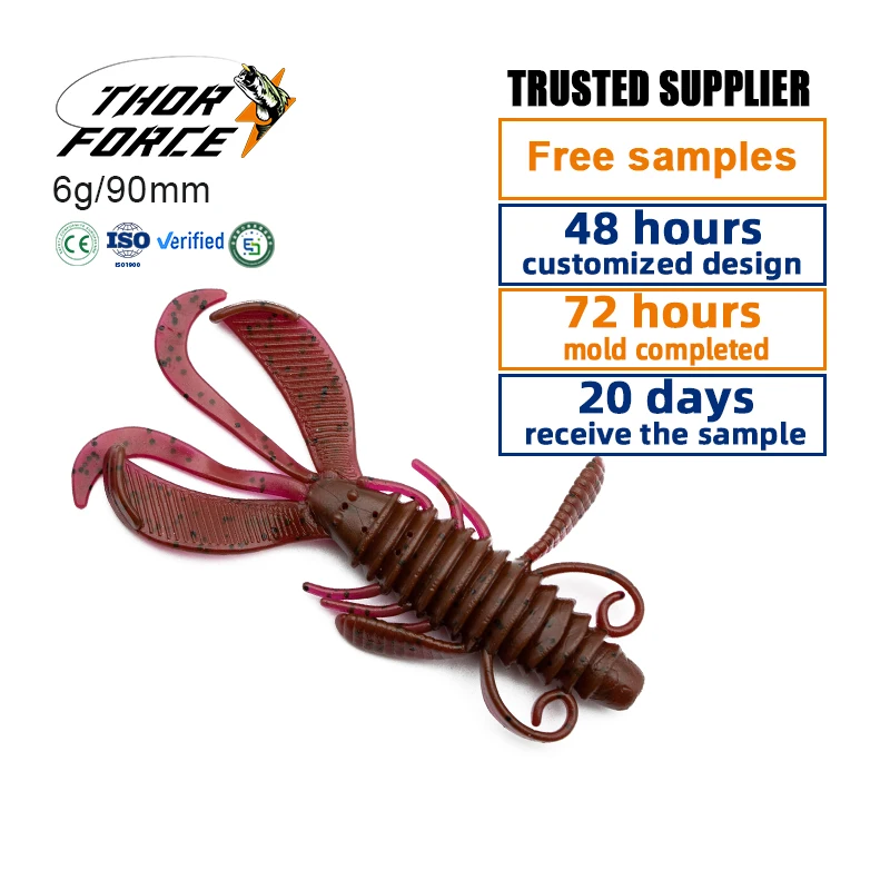THORFORCE 6g 90mm High Quality TPE Saltwater Soft Prawn Silicone Materials  Plastic Worm Soft Shrimp Lures
