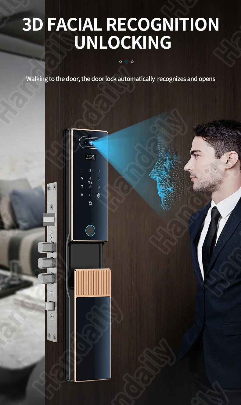 fechadura digital security lock 3d face recgonistion palm vein tuya wifi smart door lock with intercom camera and fingerprint v80-4